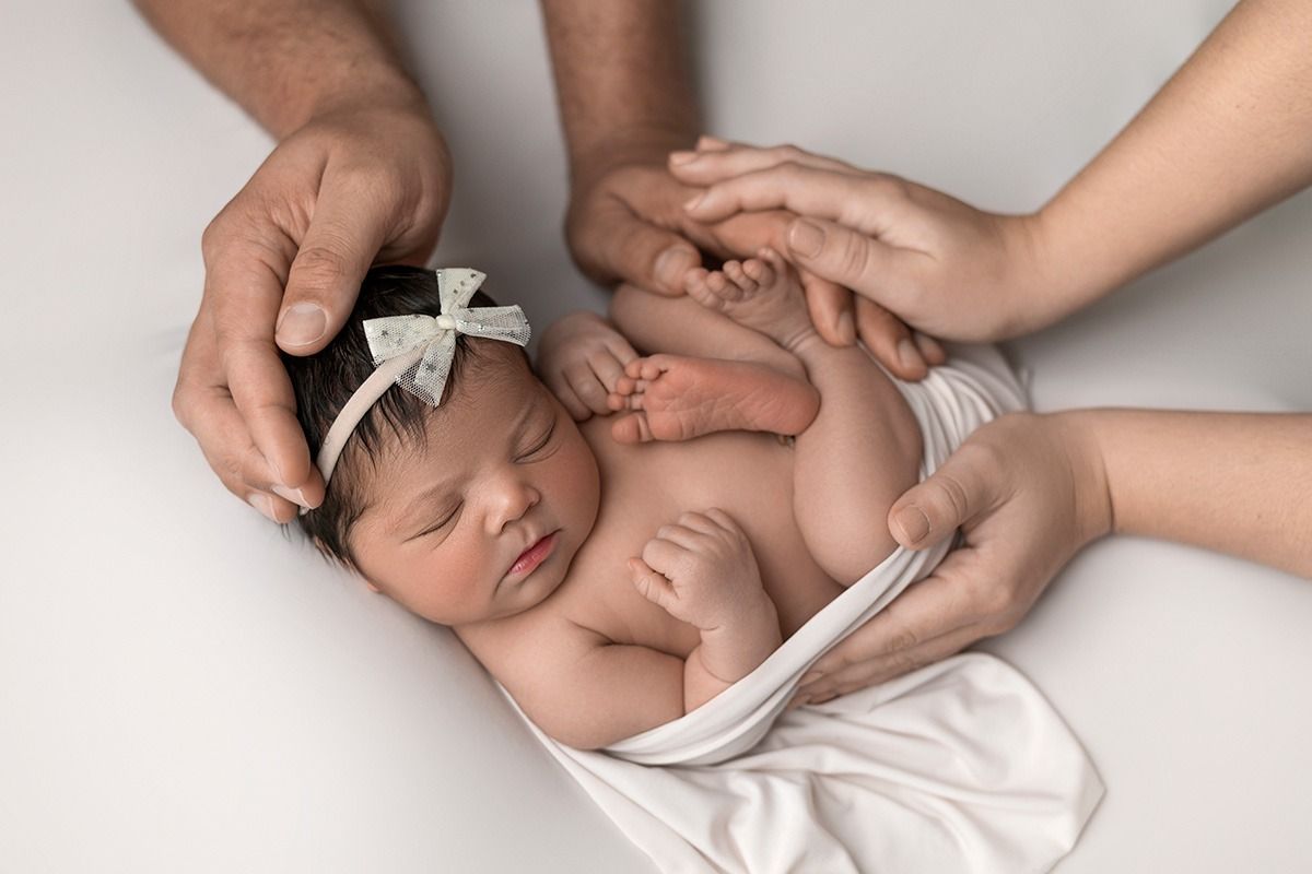 Baby Girl and Parents Newborn Session Winter Park Florida
